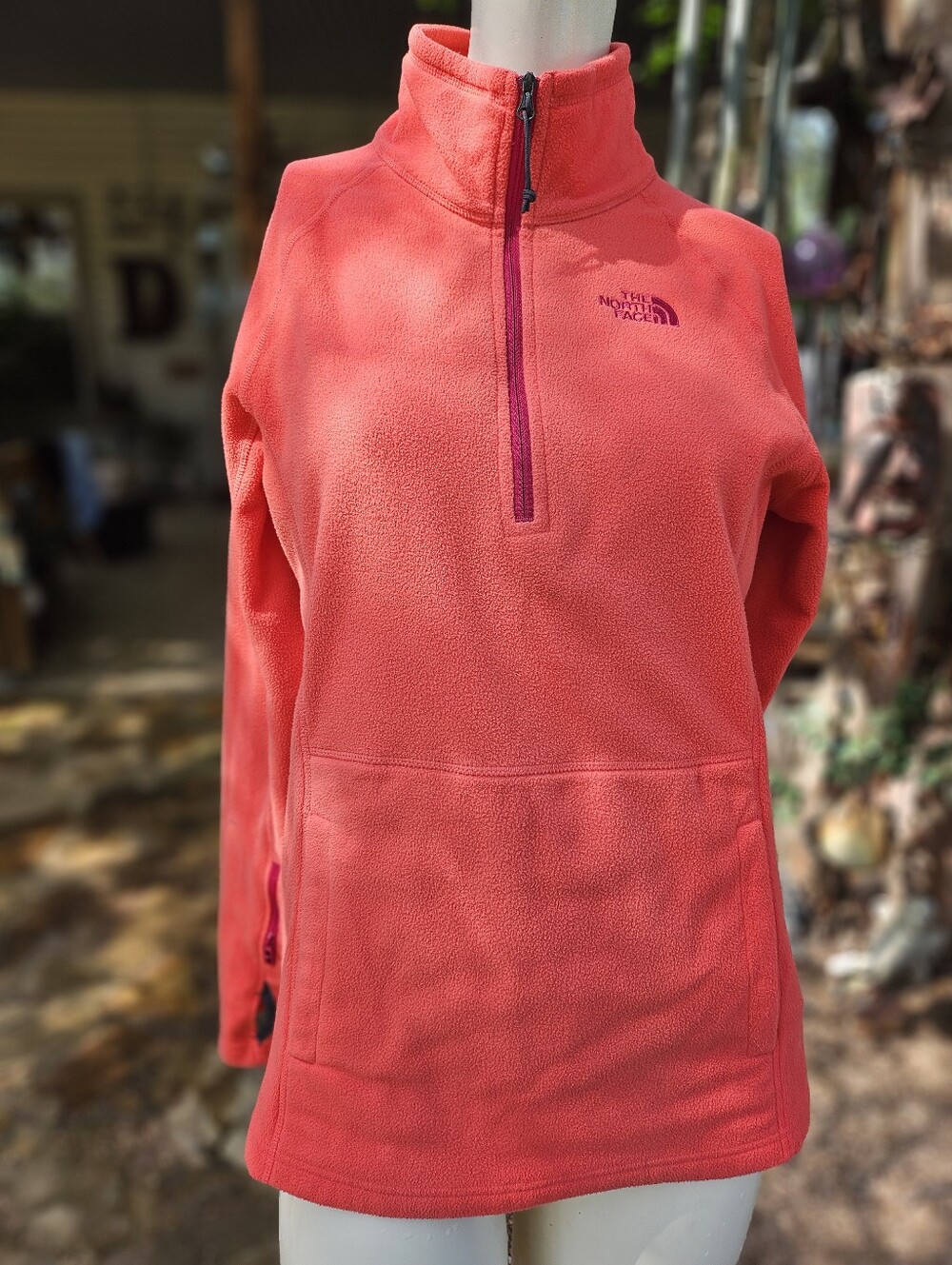 The North Face Coral Red Half-Zip Fleece Pullover M